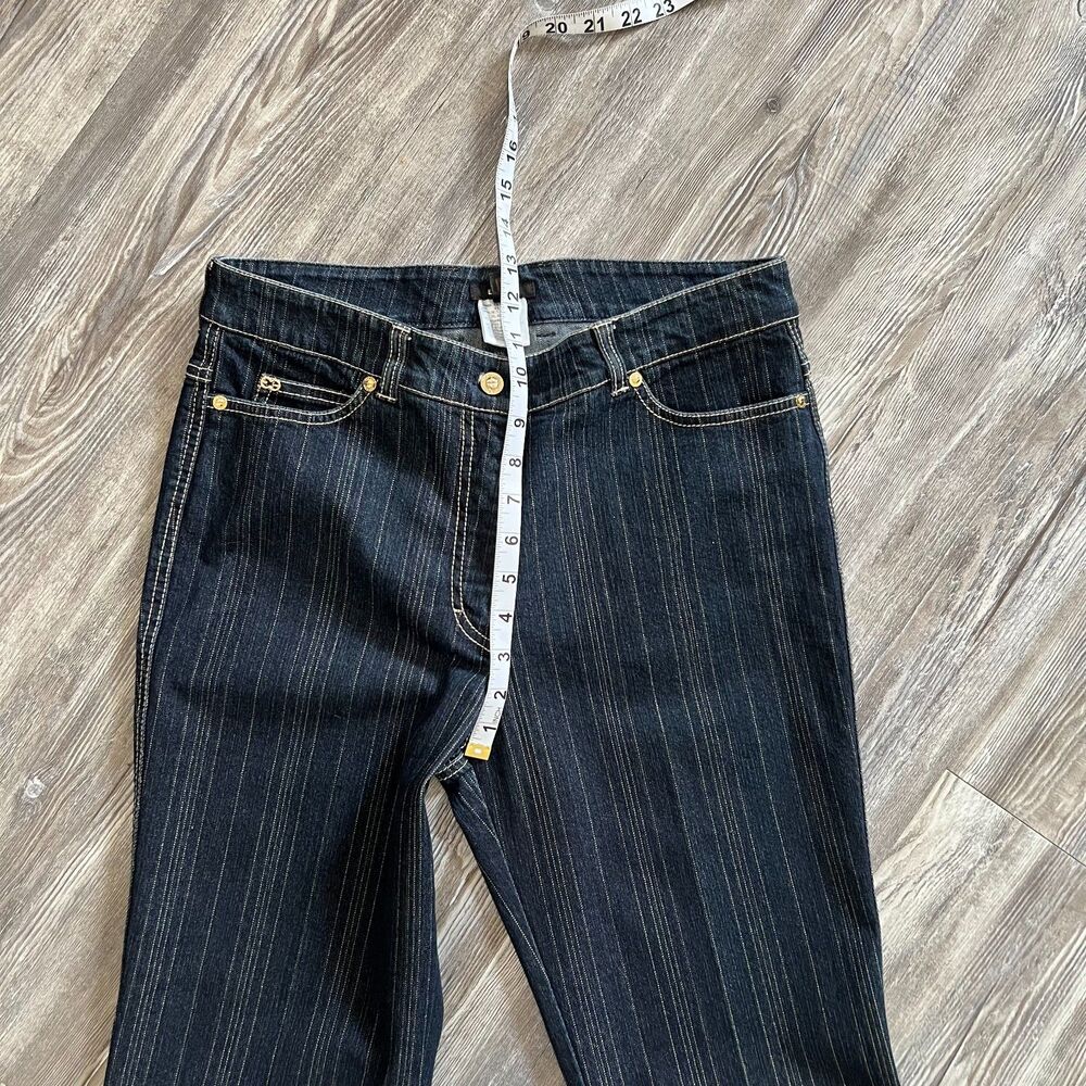 Luxury Escada Designer Denim Bootcut Gold Striped Jeans 40 Euro - Picture 9 of 11